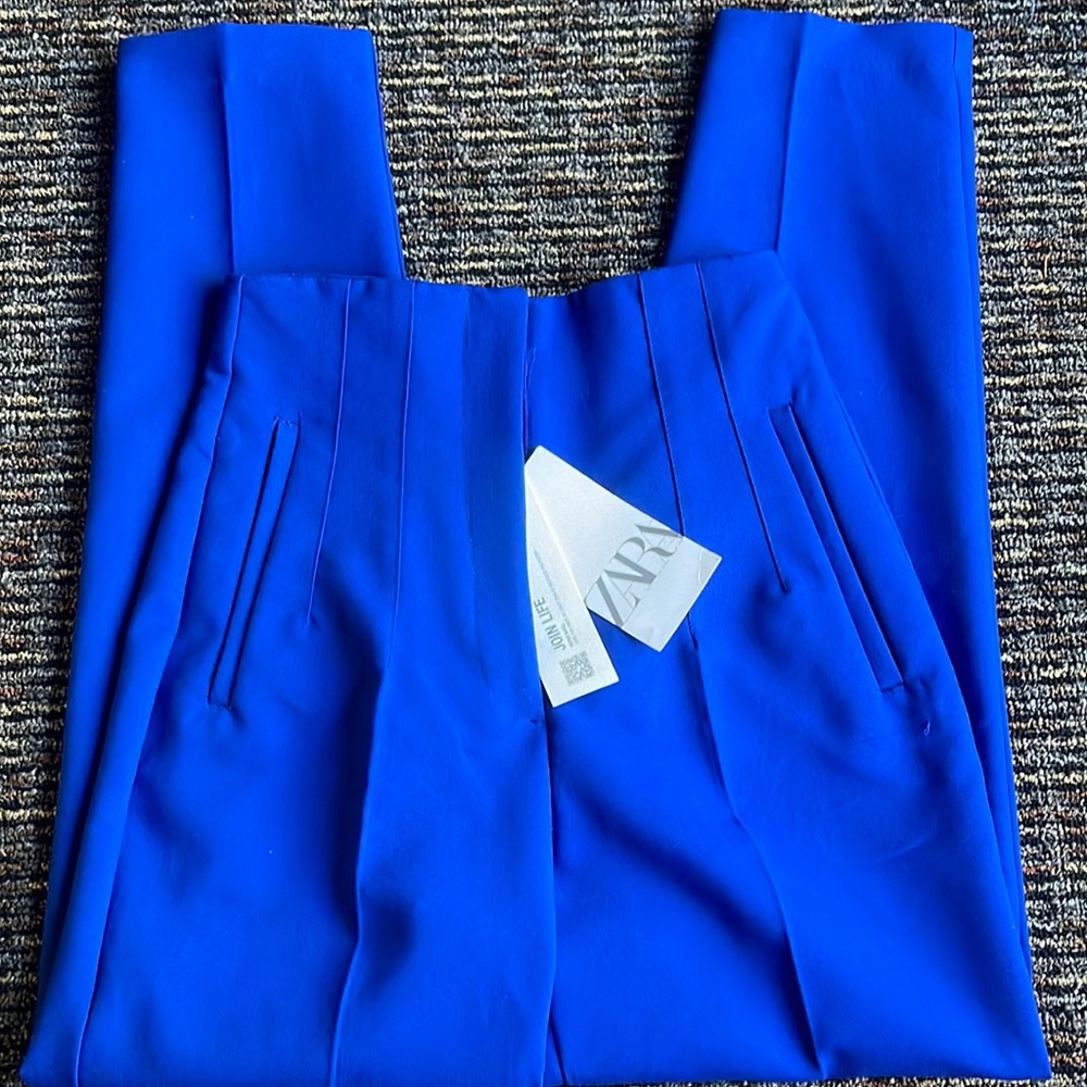 COPY - NEW WITH TAGS XS Zara high waisted blue dress pants